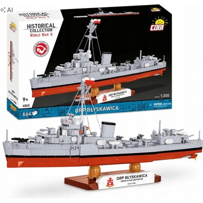 COBI 4865 World War II Poľský torpédoborec ORP Blyskawica 1:300