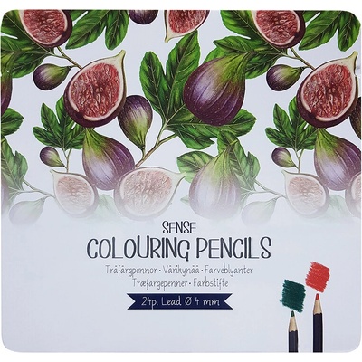 Sense Цветни моливи в метална кутия, Смокини, 24 бр (10917)