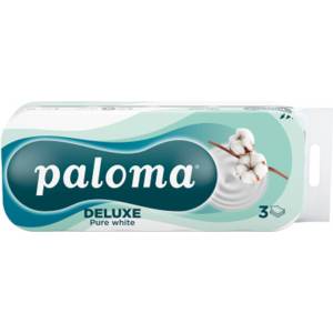 Paloma Тоалетна хартия Paloma 3-слойна, чисто бяла, 10 ролки