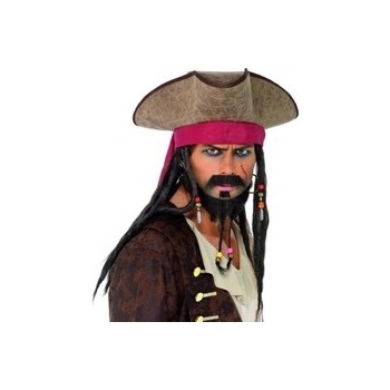Klobúk pirátsky s vlasmi a šatkou Jack Sparrow