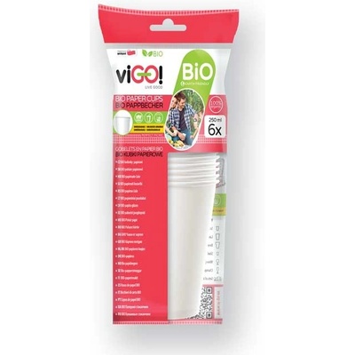 QUICKPACK ViGO! BIO kelímek papírový bílý 250 ml,, laminace PLA,, v 7334105