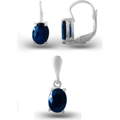 A-B Set of silver jewelry with oval sapphire 20000047