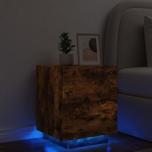 vidaXL Нощно шкафче с LED осветление, опушен дъб, инженерно дърво (836743)