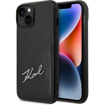 KARL LAGERFELD Кейс Karl Lagerfeld KLHCP14MCSSK за iPhone 14 Plus 6.7", твърд, черен / черен, Signature Logo Cardslot (3666339094287)