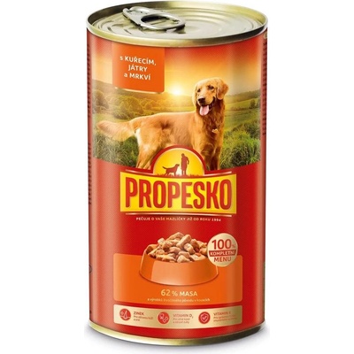 Propesko Dog Консерва пиле-черен дроб-морков в сос 1240 г