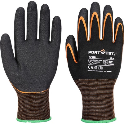 Portwest ap35 grip 15 / Нитрилни ръкавици с двойна длан - черно/оранжево m (ap35k1rm)