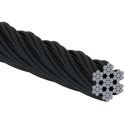 Nerezové lanko ø 4 mm (7 x 7 dr.) AISI 316, černá barva, Návin 38m