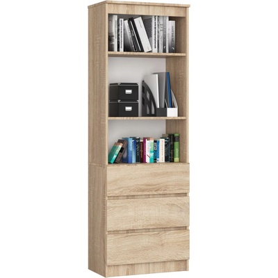 Ak furniture Regál Rexa 60 cm 3 zásuvky a 2 police dub sonoma