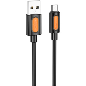 BOROFONE Кабел за данни / зареждане - Borofone (BX114 Silicone Series) - USB към Micro-USB, силикон, 2.4A, 1m - Черен