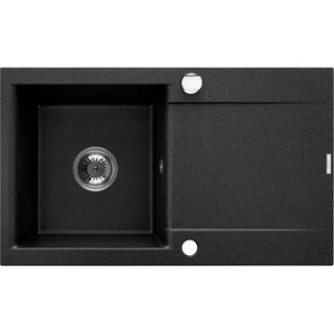 INVENA Композитна мивка Invena Tesalia, черна - хромирана, 76x44 см (AZ-01-043-B) Мивка за вграждане