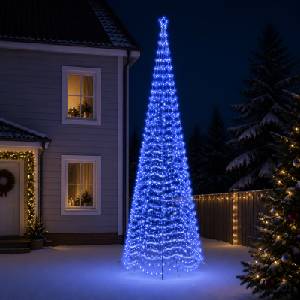 vidaXL Спирална коледна елха с LED светлини и колче EKENAS 500 см (42056603)