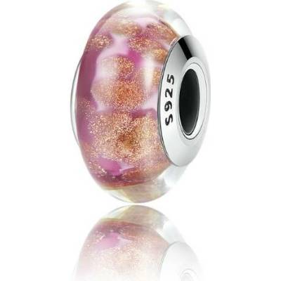 P&J Jewellery Zlato růžový skleněný přívěsek Zlatá cesta SGB3