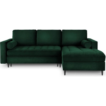 Milo Casa Зелен кадифен ъглов разтегателен диван , десен ъгъл Santo - Milo Casa (MIL_RCF_44_A3_SANTO2)