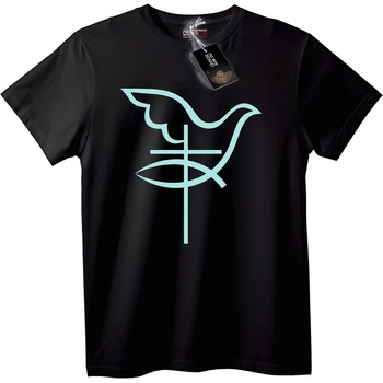NOONEBRAND Тениска Гълъб и кръст - 7XL, Black