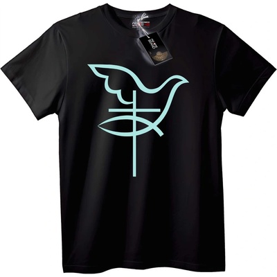 NOONEBRAND Тениска Гълъб и кръст - 7XL, Black