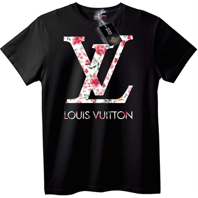 NOONEBRAND Тениска Louis Vuitton Флорален Лого - 2XL, Black