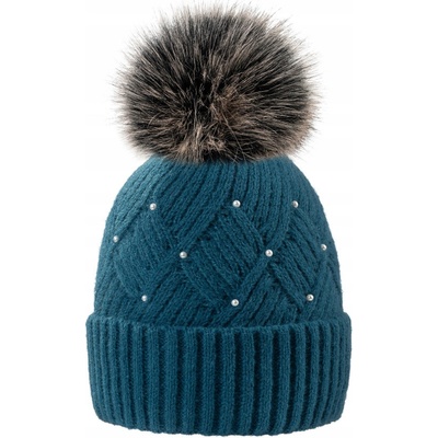 Fashionweek čepice s perlami Wool Pearl mořská modrá