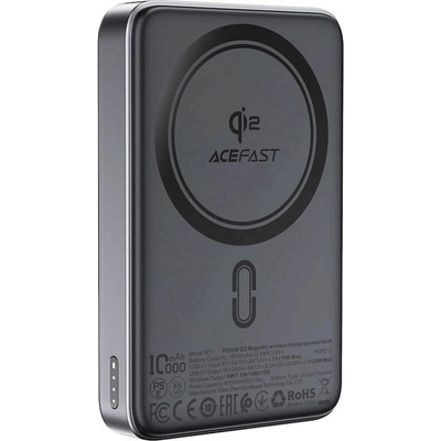 ACEFAST Qi2 Magnetic Wireless Charging Power Bank 10000 mAh 30W - преносима външна батерия с USB-C порт и безжично зареждане с MagSafe (черен)
