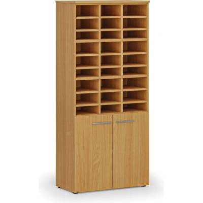 B2B Partner Třídicí regál s dveřmi PRIMO WOOD, 800 x 420 x 1781 mm 27 přihrádek buk