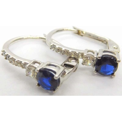 Klenoty Budín dámské zlaté náušnice v bílém zlatě s modrými safíry HK2276