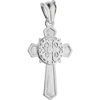 Argento Stříbrný přívěsek kříž s medailkou sv. Benedikta 84408