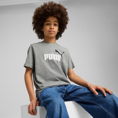 PUMA ESS 2 COLOR NO 1 LOGO TEE B DĚTSKÉ BAVLNĚNÉ TRIKO ŠEDÉ