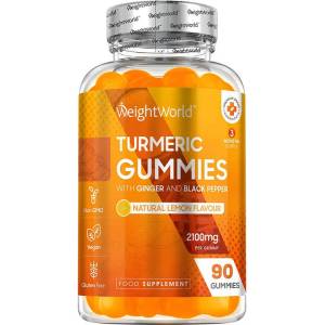 WeightWorld Противовъзпалително действие Куркума с Джинджифил и Черен пипер 90 желирани таблетки с вкус на лимон (126936 ww)