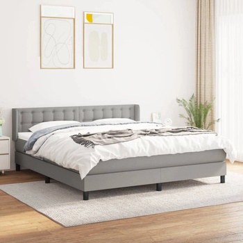vidaXL Боксспринг легло с матрак, светлосиво, 180x200 см, плат (3130049)