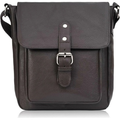 Paolo Peruzzi Tmavě hnědý nadčasový pánský kožený crossbag Sergio