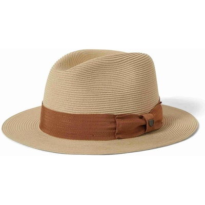 Brixton Roma Straw Packable Fedora Natural/Bronze