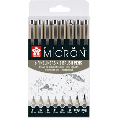 Sakura Pigma Micron Fineliner Технически химикалки Grey 8 бр (POXSDK8C)