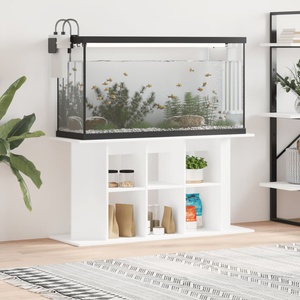 vidaXL Поставка за аквариум, бяла, 120x40x60 см, инженерно дърво (833591)