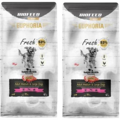 Euphoria Fresh stredné a veľké plemená s morčacím a králikom 2 x 12 kg