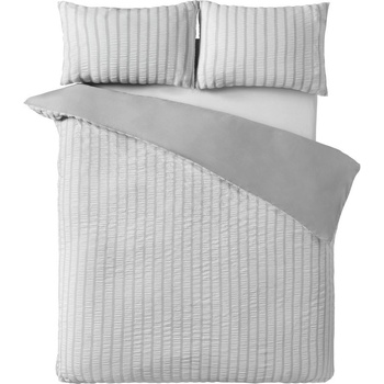 Catherine Lansfield Сиво двойно 3 части спално бельо 200x200 cm So Soft Seersucker Stripe - Catherine Lansfield (BD/61211/W/DQS/GY)