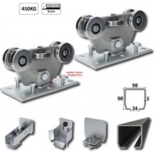 MEDIO-Klasik samonosný systém 98x98x5mm pro posuvné brány do 450kg / 8,5m otvor (C399M/Fe 1x 6m černý profil, C395M KLASIK 2ks, C396M 1ks, C397M 1ks), běžný provoz