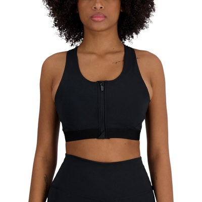 New Balance Сутиен New Balance Sleek Medium Support Pocket Zip Front Bra Черен Velikost S