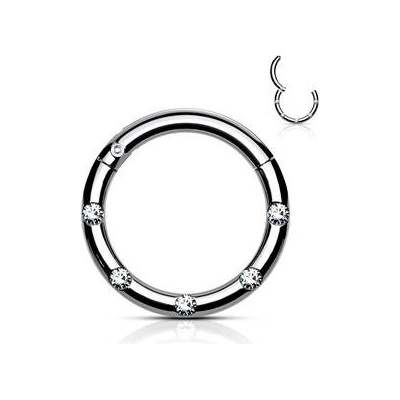 Šperky4U piercing kruh segment čiré kameny K01058-ST – Zboží Mobilmania