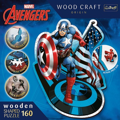 TREFL Wood Craft Origin Neohrožený Kapitán Amerika 160 dielov