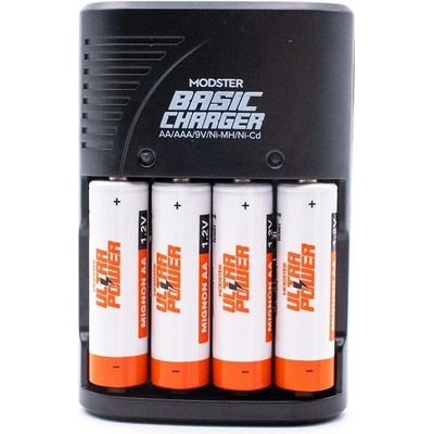 MODSTER MODSTER základní nabíječka AA-AAA incl. 4x nabíjecí batterie Ultra Power AA Mignon 2200mAh NiMH