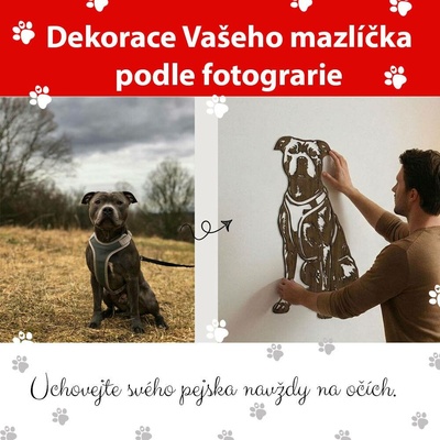 dřevo života Dřevěná dekorace pejska z vaší fotografie Zvolte barvu dekoru: Horský dub, Delší strana: 60