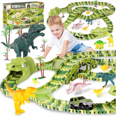Malplay Mega Race Track Set Xxxl Dino Park s 240 El- Jurská závodní dráha pro vlastní sestavení auto