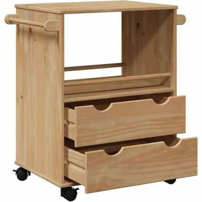 Servírovací stolek kolečka borovicový masiv přírodní NoBi CASTEL