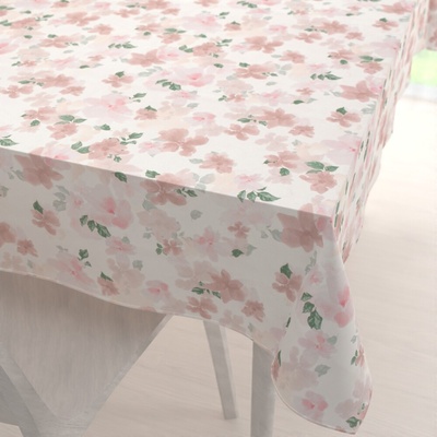 Biante Zamatový obdĺžnikový obrus Tamara TMR-036 Ružovo-béžové akvarelové kvety na bielom 50x100 cm