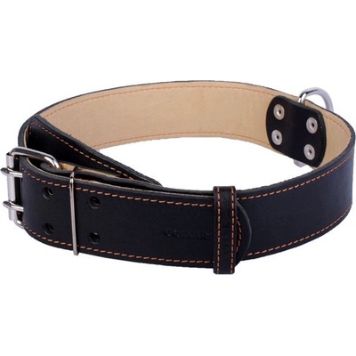COLLAR Двоен слой кожен нашийник - 57 - 69 см, 45 мм - черно-бежов
