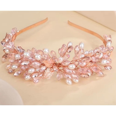 Naishide Jewelry Široká čelenka do vlasů s bohatým zdobením Druh barvy: Zlatá růžová