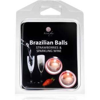 Secret play Brazilian 2 Balls Set олио за тяло Strawberry and Sparkling Wine 8 гр