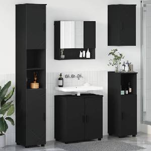 vidaXL Комплект мебели за баня 5 бр. Черно 61 x 35 x 64 см (3392984)