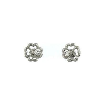 INFINITYSILVER Stříbrné náušnice čtyřlístky CECILE s bílým zirkonem 43892