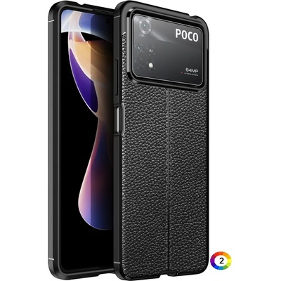 Xiaomi Poco X4 Pro 5G Удароустойчив Litchi Skin Калъф и Протектор