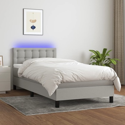 vidaXL 3133435 Boxspring postel s matrací a LED textil / barva světle šedá